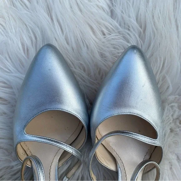 Christian Dior vintage metallic silver wedding strappy heels 39